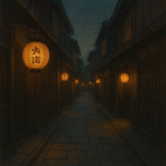 Old Kyoto Gion Alley in Soft Lantern Light No. 10 Oil Painting 100% Hand Painted Oil on Belgian Linen Canvas, Original Fine Art Wall Decor