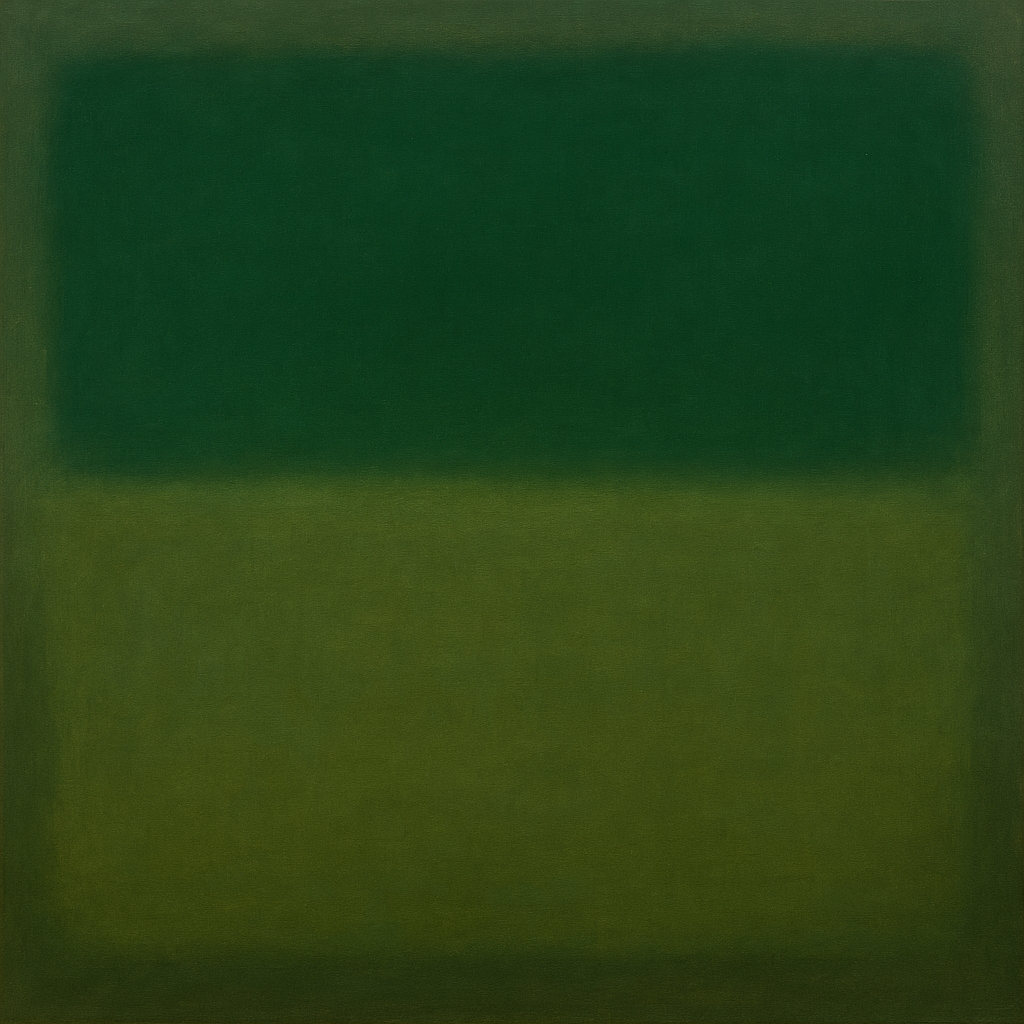 Forest Emerald & Deep Moss Contemplative Field No. 29 Oil Painting - View 1