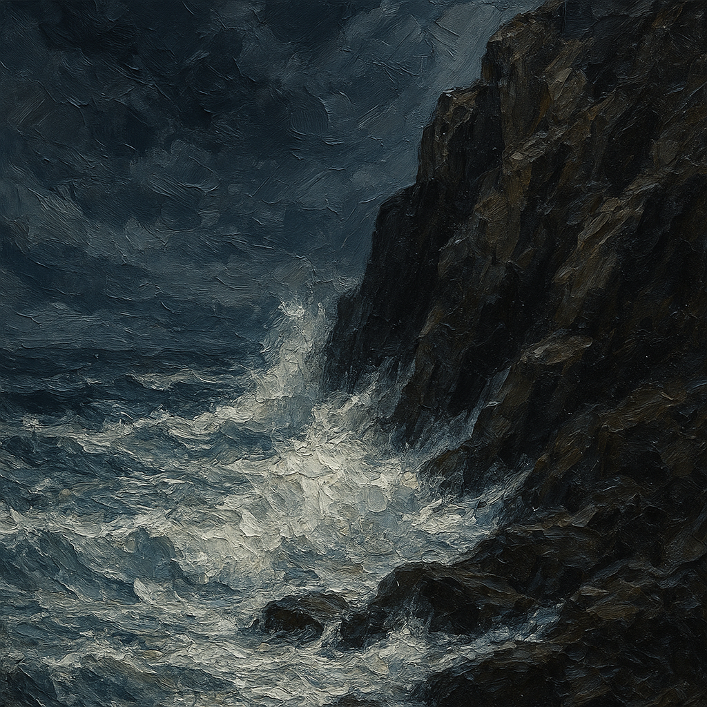 Stormy Cape Lighthouse Seascape Oil Painting - 100% Hand-Painted Master Oil Painting