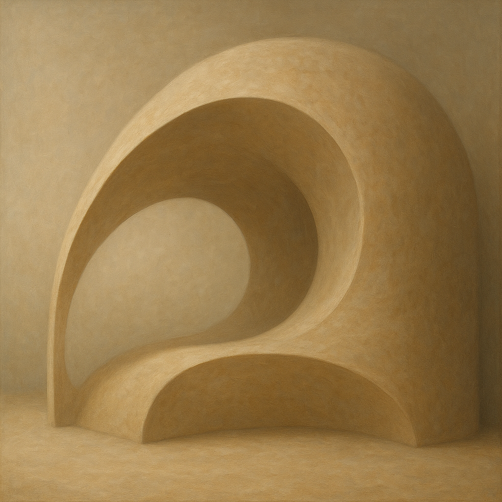 Soft Architectural Curve in Desert Bone No. 18 Oil Painting - View 1