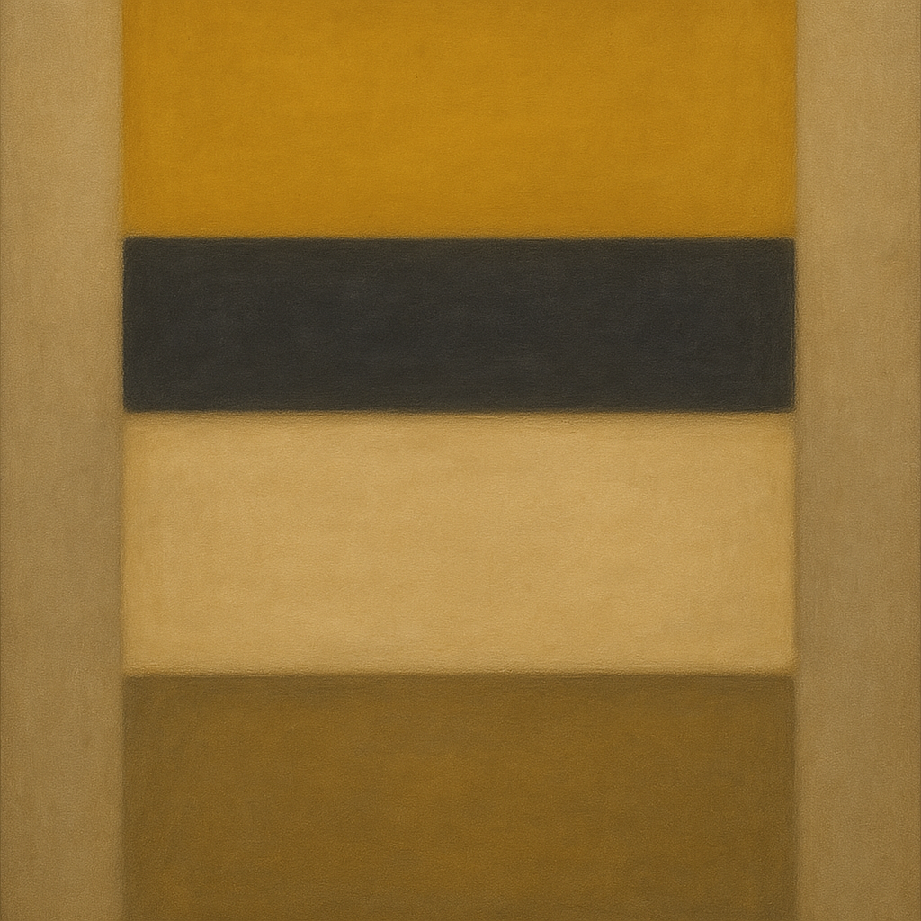 Stacked Horizon Blocks in Mustard & Charcoal No. 21 Oil Painting 100% Hand Painted Oil on Belgian Linen Canvas, Original Fine Art Wall Decor