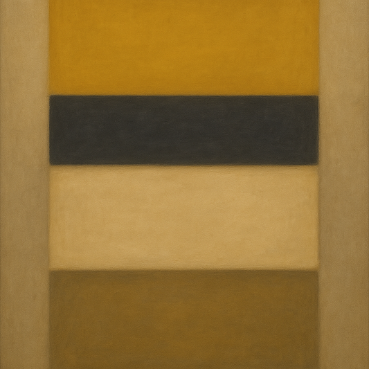 Stacked Horizon Blocks in Mustard & Charcoal No. 21 Oil Painting 100% Hand Painted Oil on Belgian Linen Canvas, Original Fine Art Wall Decor