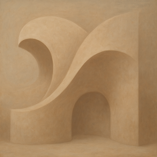 Soft Architectural Curve in Desert Bone No. 14 Oil Painting 100% Hand Painted Oil on Belgian Linen Canvas, Original Fine Art Wall Decor