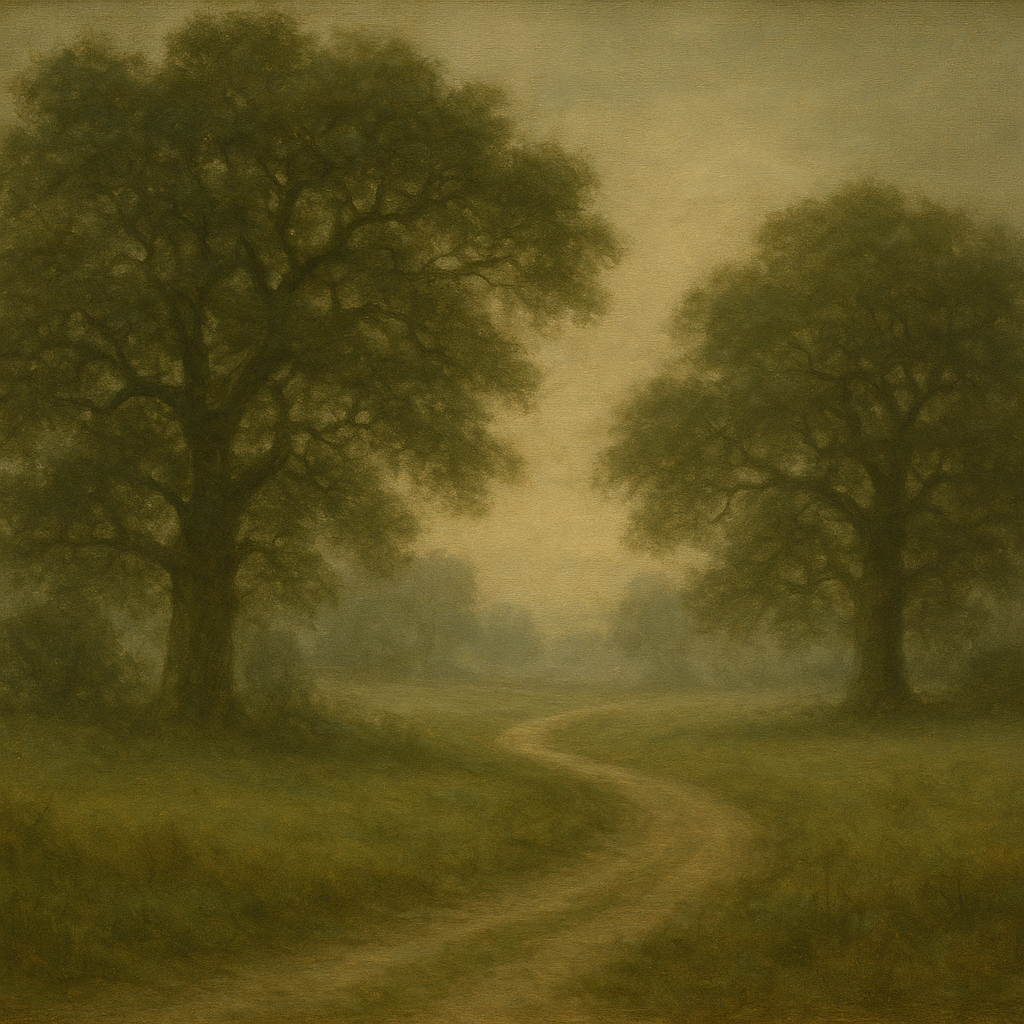 Misty English Countryside Lane No. 2 Oil Painting - View 1