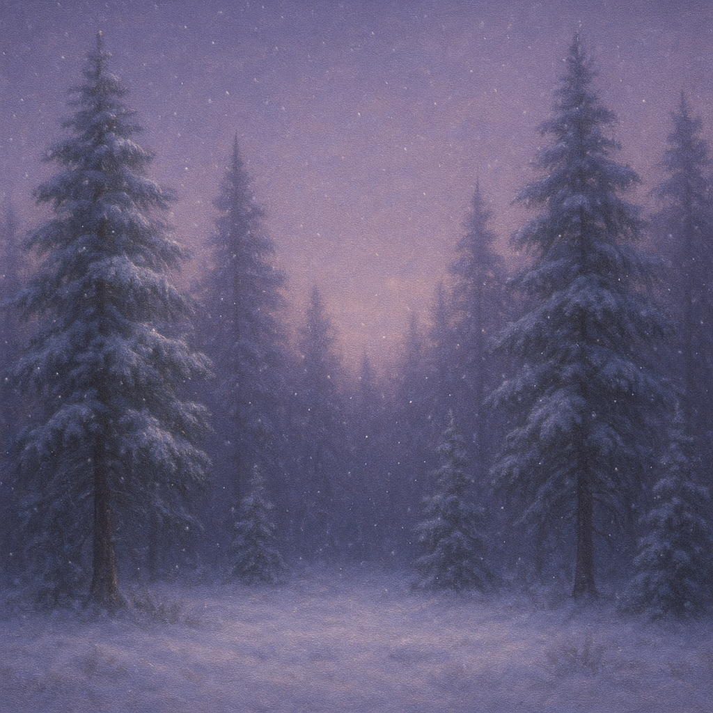 Quiet Pine Forest in Gentle Twilight Snow No. 6 Oil Painting - View 1