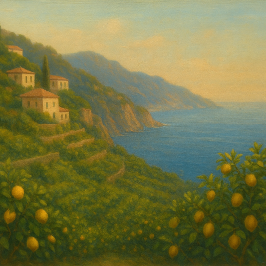 Italian Amalfi Coastline Terraces & Lemon Grove No. 14 Oil Painting 100% Hand Painted Oil on Belgian Linen Canvas, Original Fine Art Wall Decor