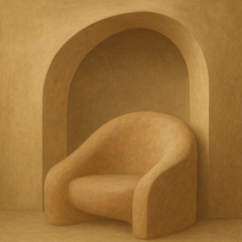 Soft Architectural Curve in Desert Bone No. 4 Oil Painting - View 1