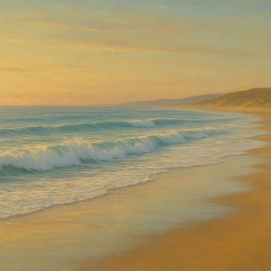 Gentle Breaking Waves & Wet Beach Reflection No. 19 Oil Painting 100% Hand Painted Oil on Belgian Linen Canvas, Original Fine Art Wall Decor