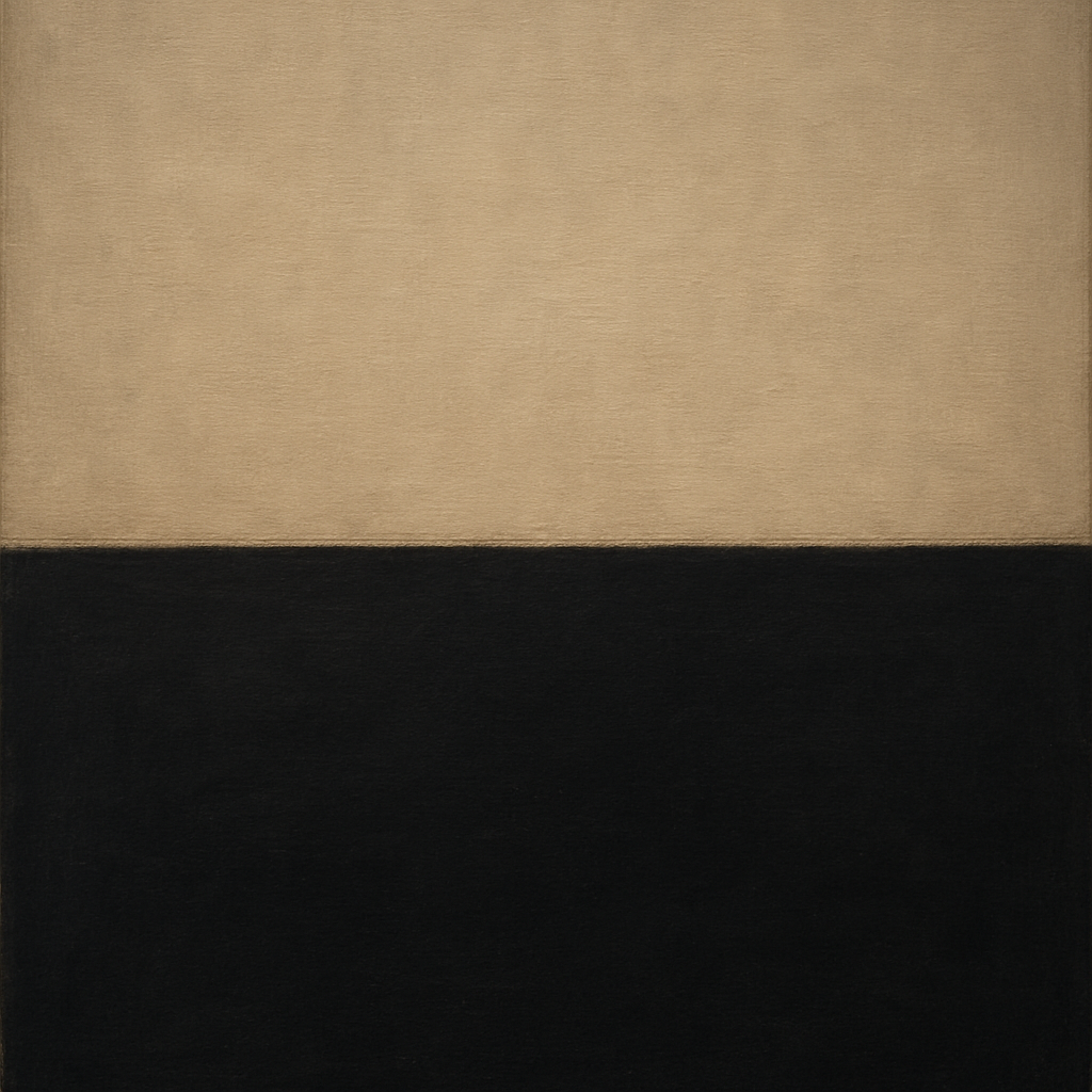 Onyx & Warm Biscuit Horizon No. 9 - Modern Fine Art Oil Painting - View 1