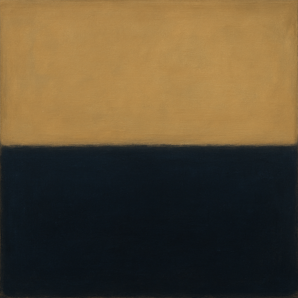 Onyx & Warm Biscuit Horizon No. 9 - Modern Fine Art Oil Painting - View 1