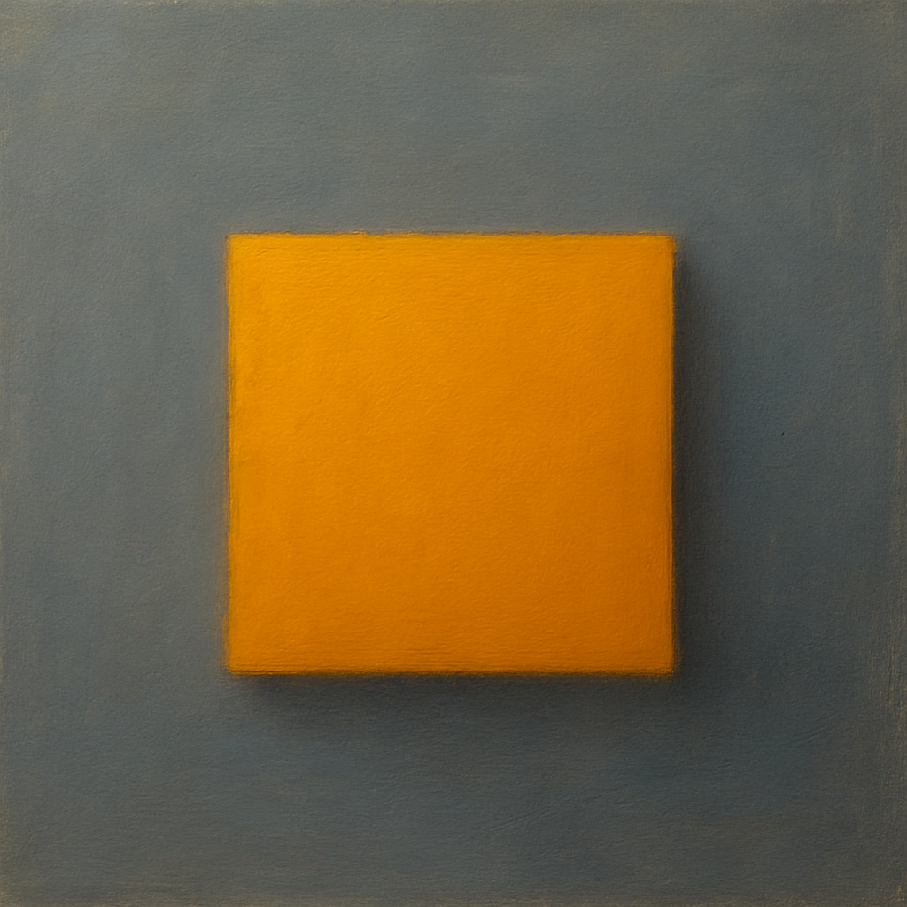 Cadmium Amber & Slate Grey Block No. 10 - Modern Fine Art Oil Painting - View 1