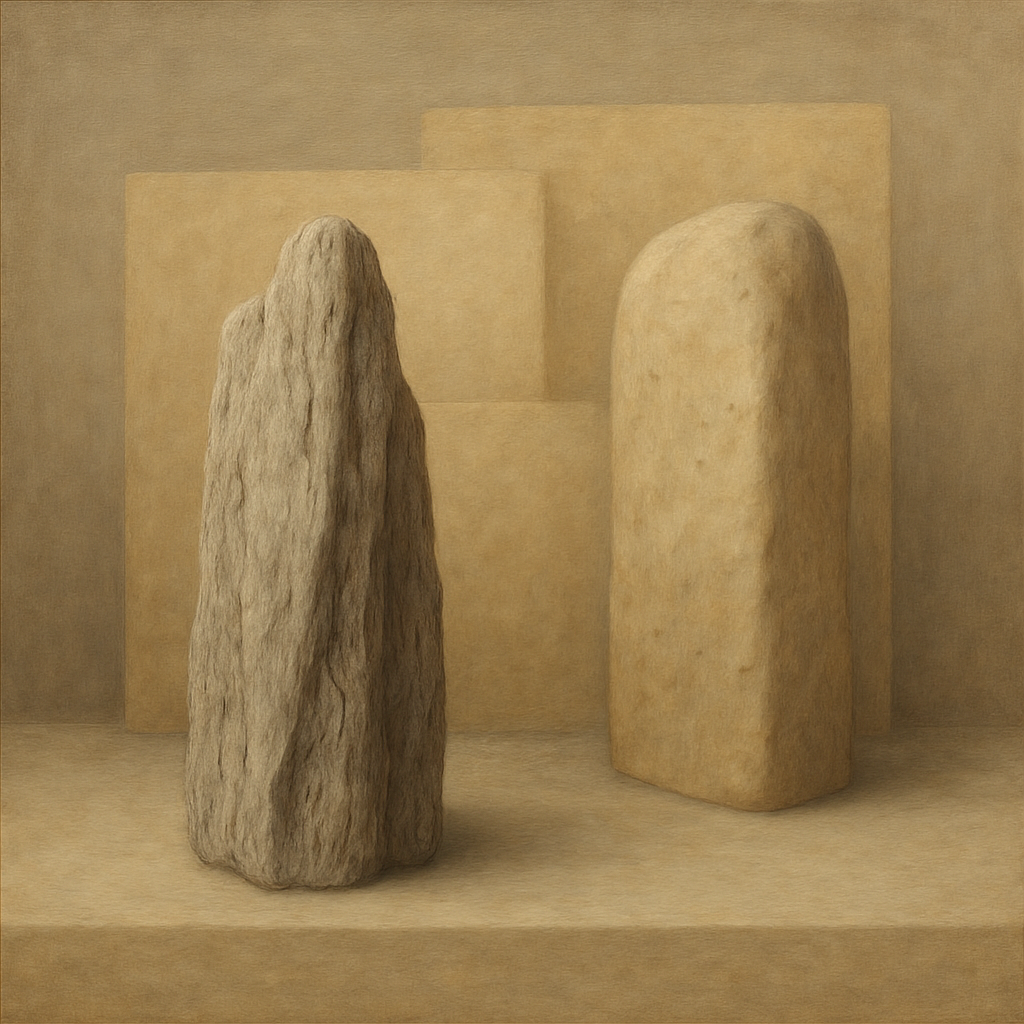 Driftwood Grey & Weathered Stone Monolith No. 4 Oil Painting - View 1