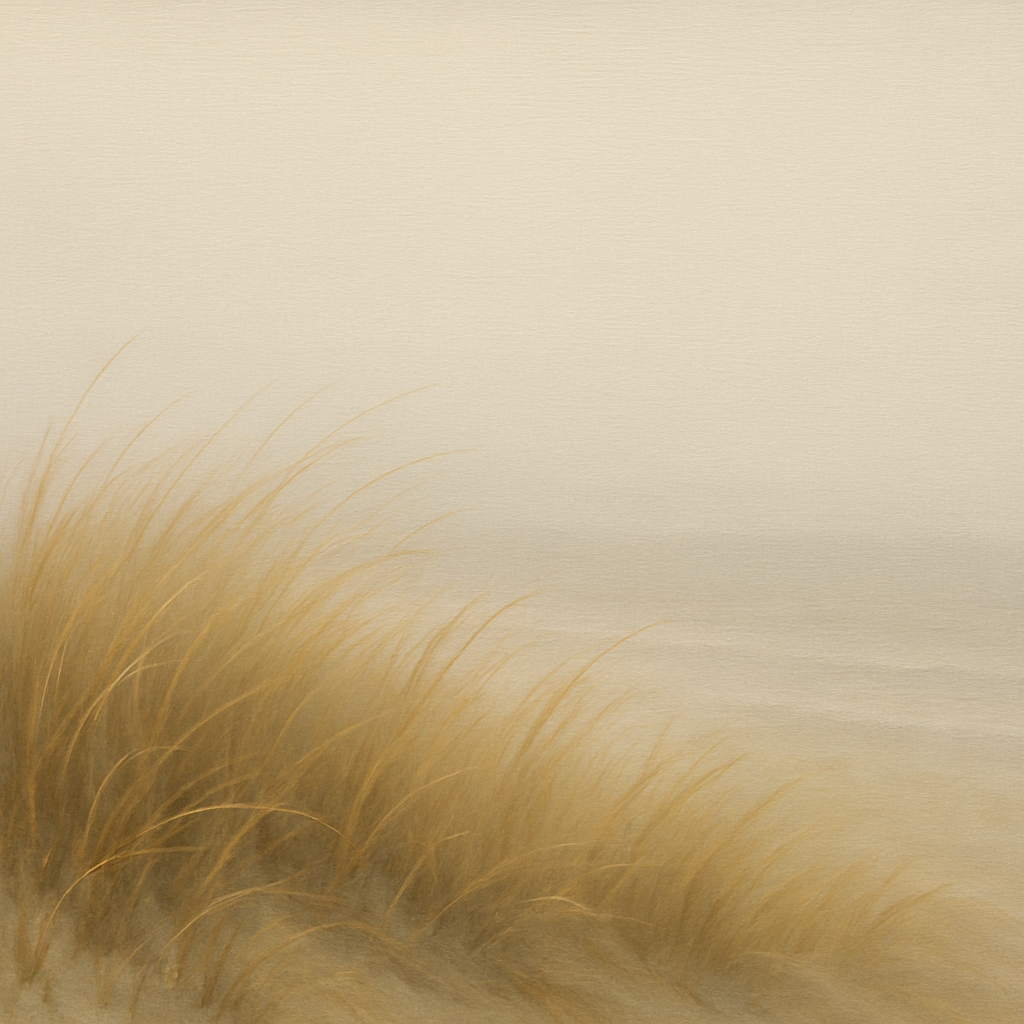 Silent Dune Grass in November Sea Fog No. 9 Oil Painting 100% Hand Painted Oil on Belgian Linen Canvas, Original Fine Art Wall Decor