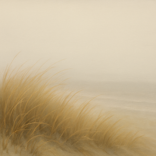 Silent Dune Grass in November Sea Fog No. 9 Oil Painting 100% Hand Painted Oil on Belgian Linen Canvas, Original Fine Art Wall Decor