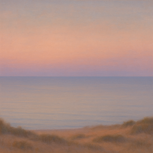 Pastel Dusk Horizon over Calm Atlantic Waters No. 16 Oil Painting 100% Hand Painted Oil on Belgian Linen Canvas, Original Fine Art Wall Decor