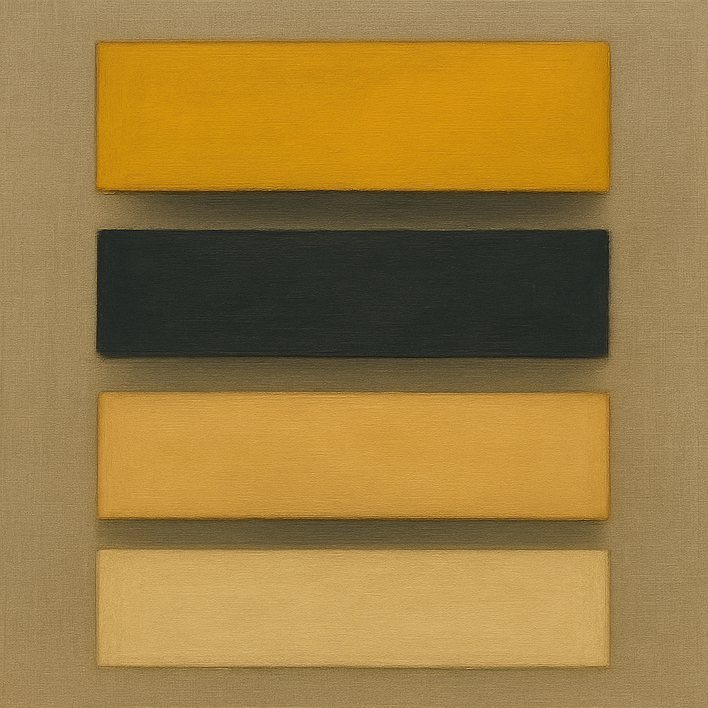Stacked Horizon Blocks in Mustard & Charcoal No. 14 Oil Painting 100% Hand Painted Oil on Belgian Linen Canvas, Original Fine Art Wall Decor