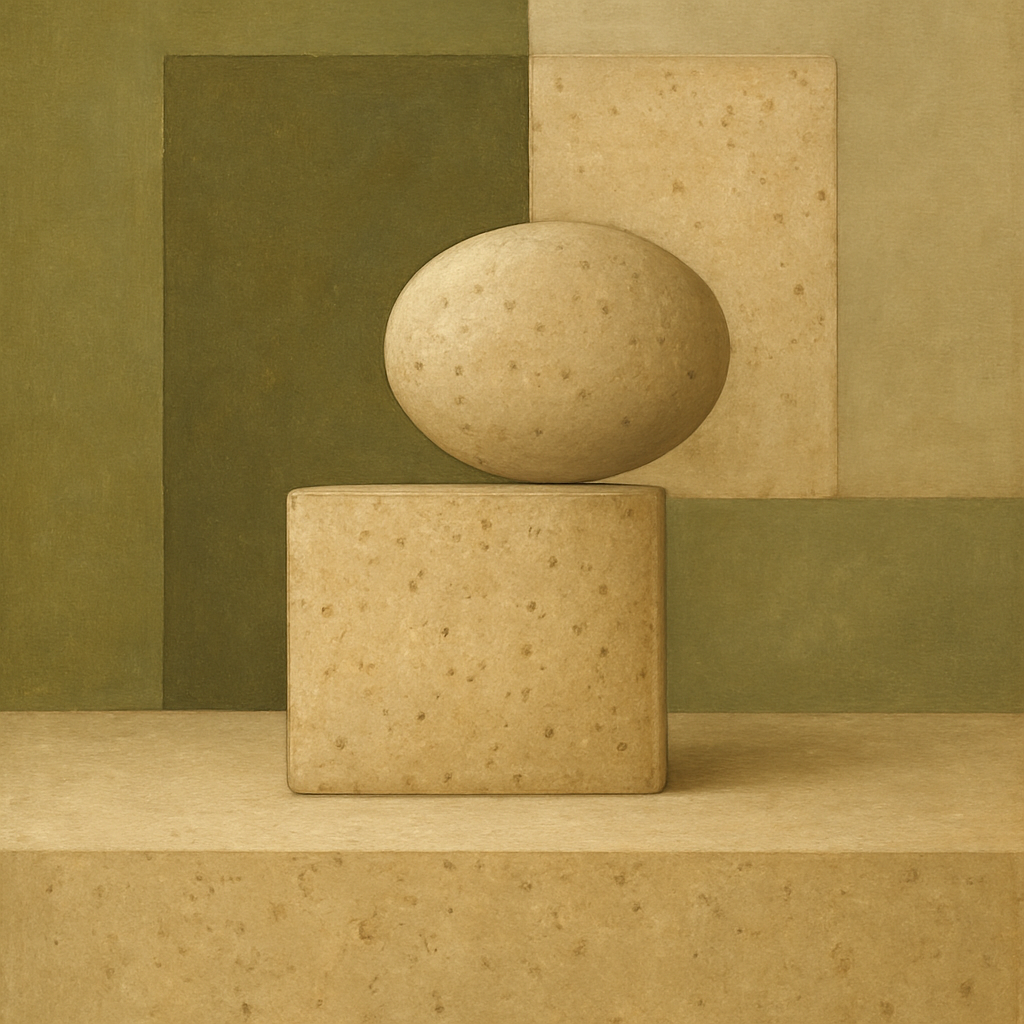 Muted Olive & Sandstone Geometric Balance No. 17 Oil Painting 100% Hand Painted Oil on Belgian Linen Canvas, Original Fine Art Wall Decor