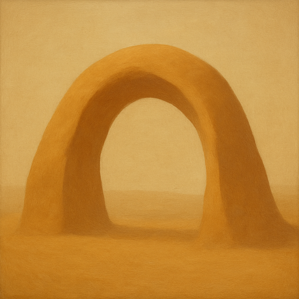 Warm Beige Travertine Arch No. 1 - Modern Fine Art Oil Painting - View 1