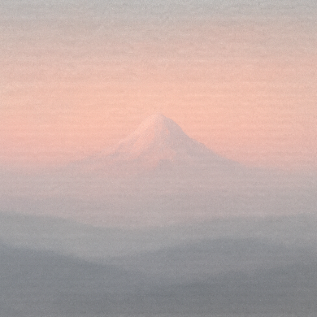 Pale Alpenglow over Distant Glacial Peak Oil Painting - View 1
