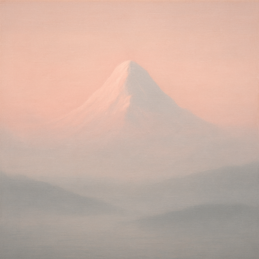 Pale Alpenglow over Distant Glacial Peak No. 6 Oil Painting 100% Hand Painted Oil on Belgian Linen Canvas, Original Fine Art Wall Decor