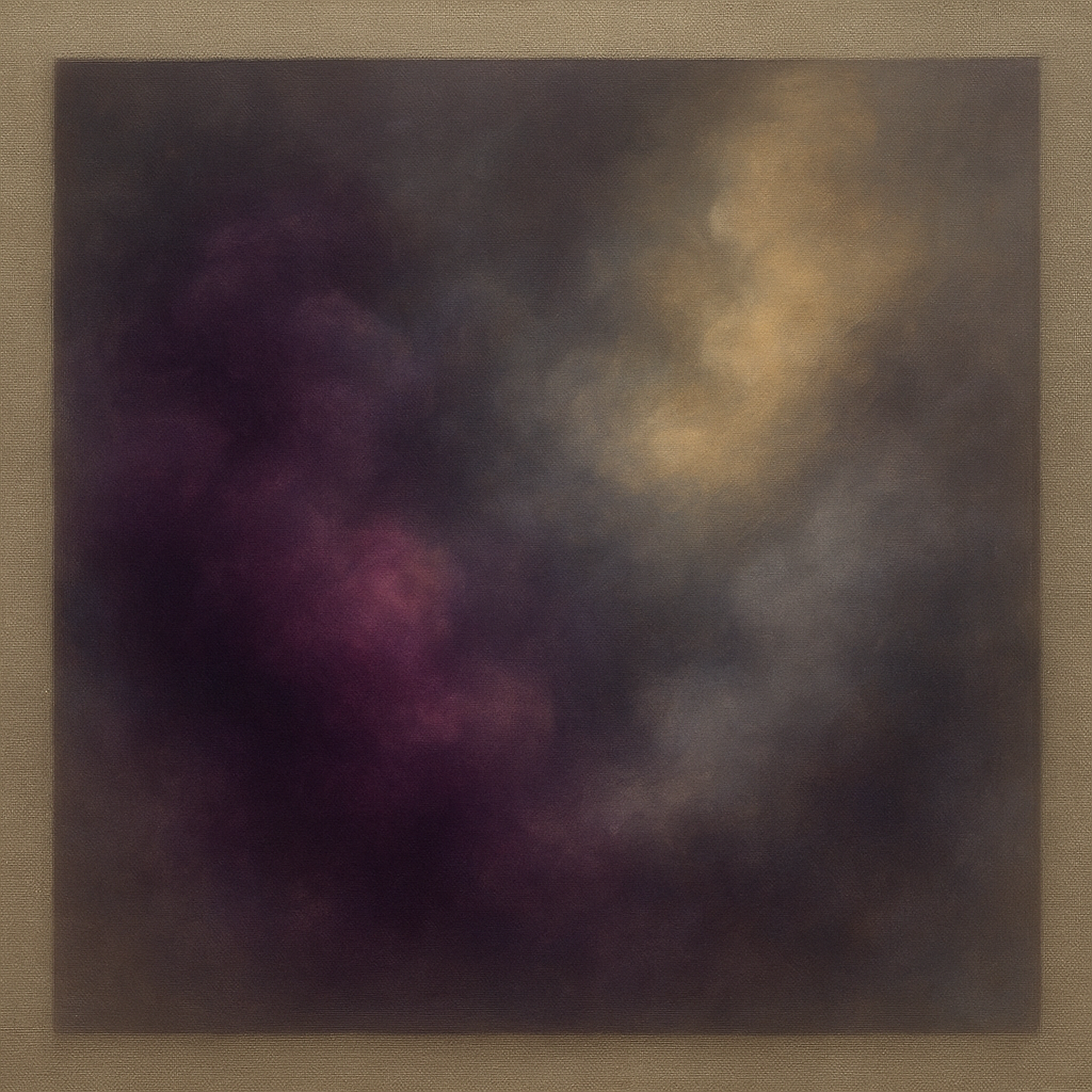 Gilded Plum & Soft Smoke Cloud Harmony No. 9 Oil Painting 100% Hand Painted Oil on Belgian Linen Canvas, Original Fine Art Wall Decor
