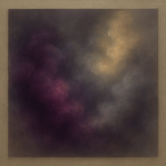 Gilded Plum & Soft Smoke Cloud Harmony No. 9 Oil Painting 100% Hand Painted Oil on Belgian Linen Canvas, Original Fine Art Wall Decor