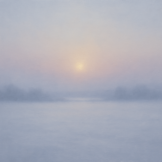 Winter Dawn Frost & Pale Silver Light Oil Painting 100% Hand Painted Oil on Belgian Linen Canvas, Original Fine Art Wall Decor