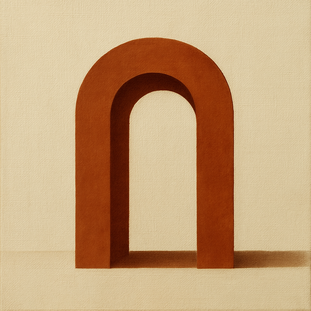 Terracotta Clay & Cream Arch No. 4 - Modern Fine Art Oil Painting - View 1