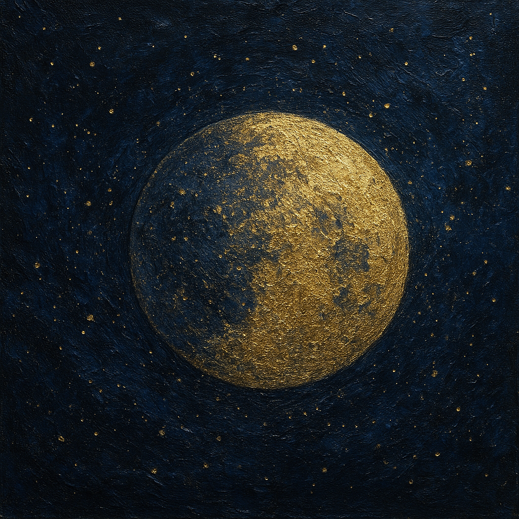 Midnight Celestial Gold Sphere Luxury Oil Painting - 100% Hand-Painted Master Oil Painting