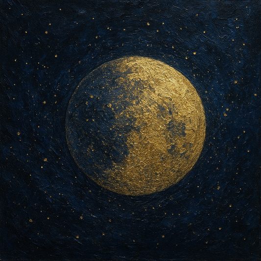 Midnight Celestial Gold Sphere Luxury Oil Painting - 100% Hand-Painted Master Oil Painting