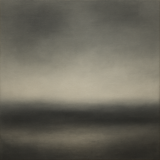 Monochrome Charcoal Drift & Soft Sfumato Horizon No. 9 Oil Painting 100% Hand Painted Oil on Belgian Linen Canvas, Original Fine Art Wall Decor