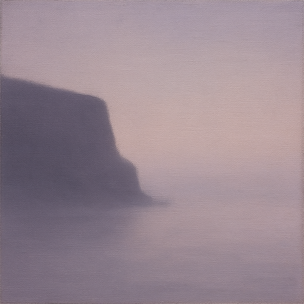 Solitary Headland in Fog No. 9 - Modern Fine Art Oil Painting - View 1