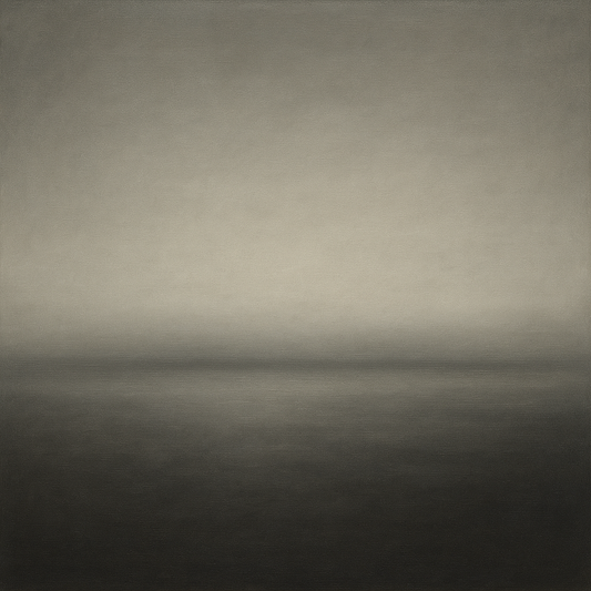 Monochrome Charcoal Drift & Soft Sfumato Horizon No. 16 Oil Painting 100% Hand Painted Oil on Belgian Linen Canvas, Original Fine Art Wall Decor