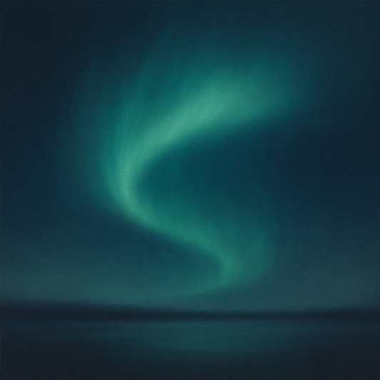 Aurora Borealis Veil in Deep Midnight Indigo No. 20 Oil Painting 100% Hand Painted Oil on Belgian Linen Canvas, Original Fine Art Wall Decor