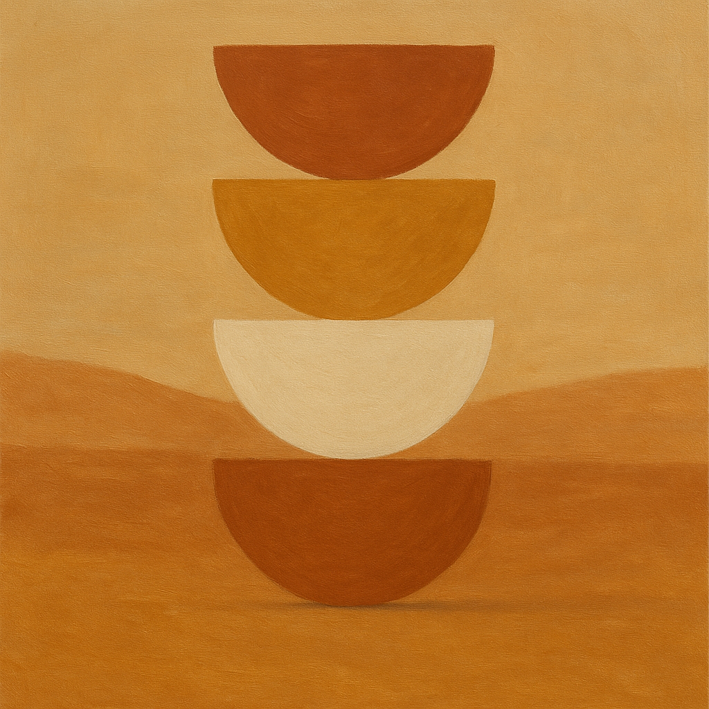 Stacked Semicircle Totem in Desert Warmth No. 11 Fine Art Oil Painting - View 1