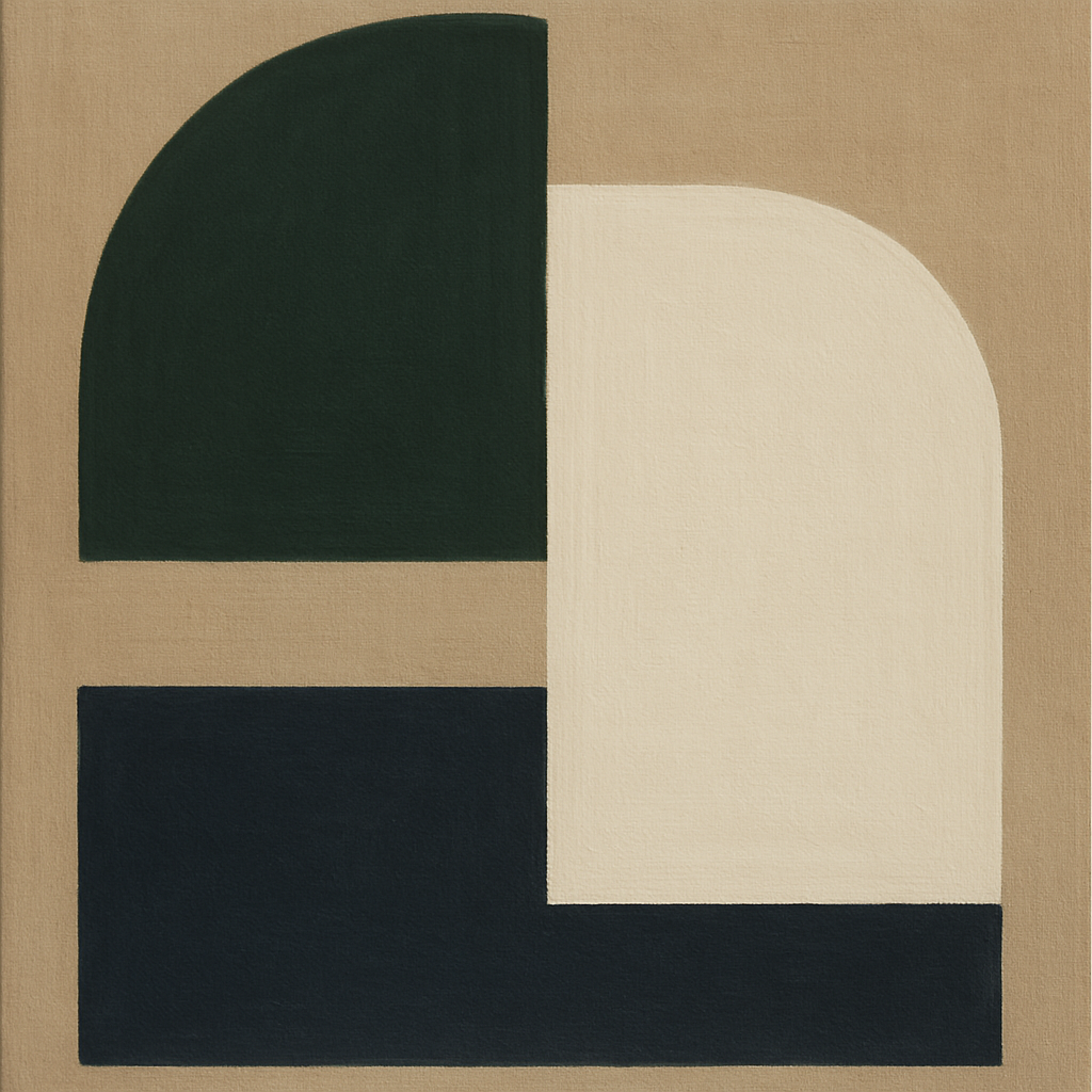 Forest Emerald & Chalk Interlock No. 6 - Modern Fine Art Oil Painting - View 1