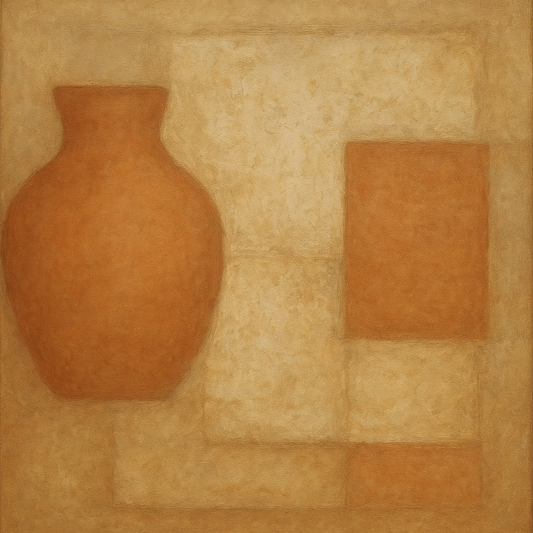 Earthy Terracotta & Weathered Plaster Wash No. 27 Oil Painting 100% Hand Painted Oil on Belgian Linen Canvas, Original Fine Art Wall Decor