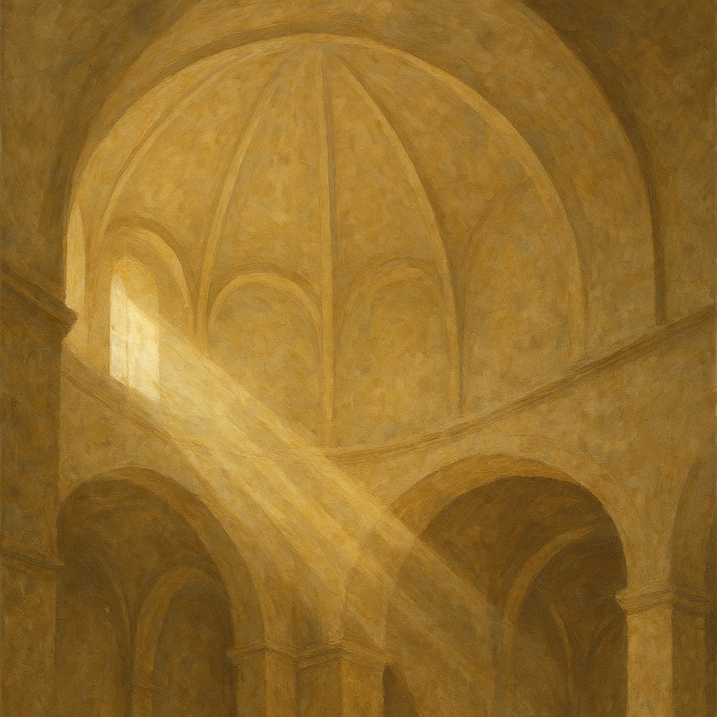 Modernist Vaulted Dome Architectural Oil Painting - 100% Hand-Painted Master Oil Painting