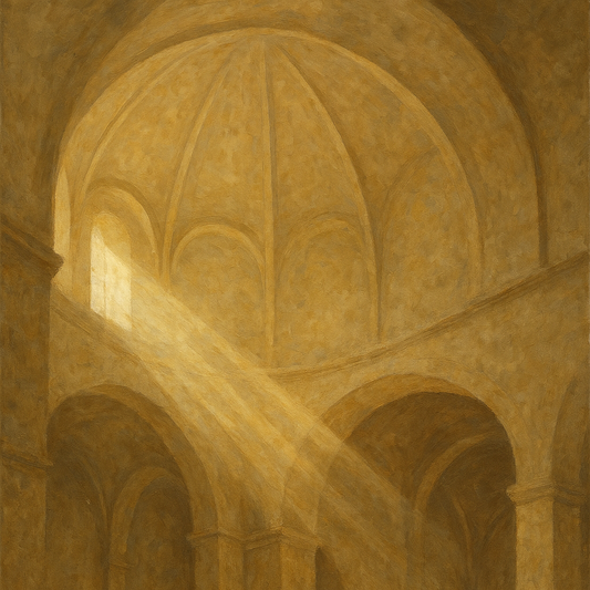 Modernist Vaulted Dome Architectural Oil Painting - 100% Hand-Painted Master Oil Painting