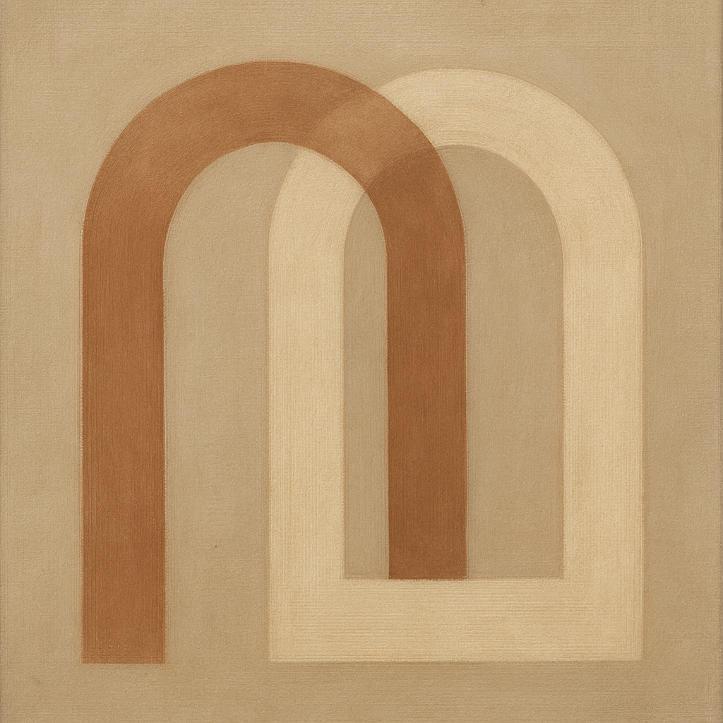 Minimalist Japandi Archways No. 10 - Modern Fine Art Oil Painting - View 1