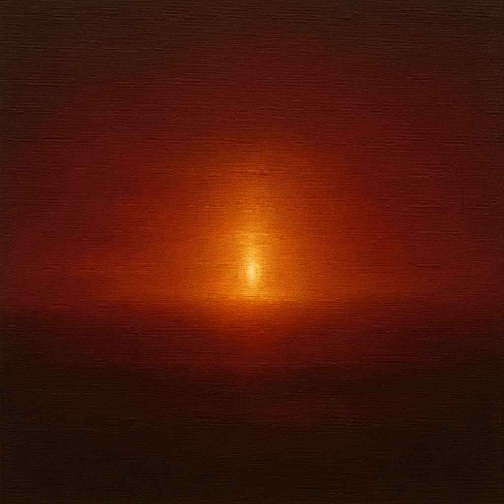 Deep Garnet & Amber Candlelight Horizon No. 14 Oil Painting - View 1