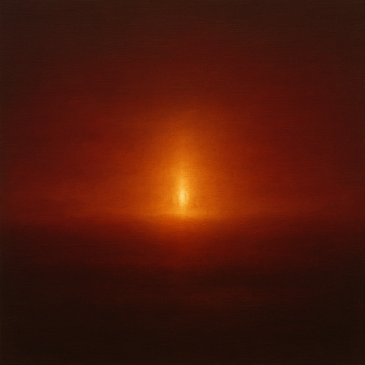 Deep Garnet & Amber Candlelight Horizon No. 14 Oil Painting - View 1