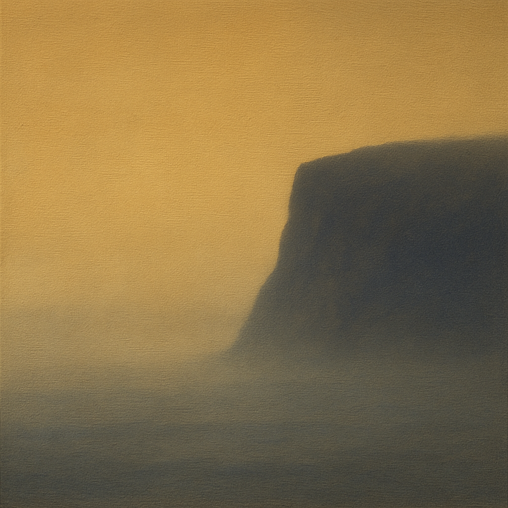 Solitary Headland in Fog No. 9 - Modern Fine Art Oil Painting - View 1