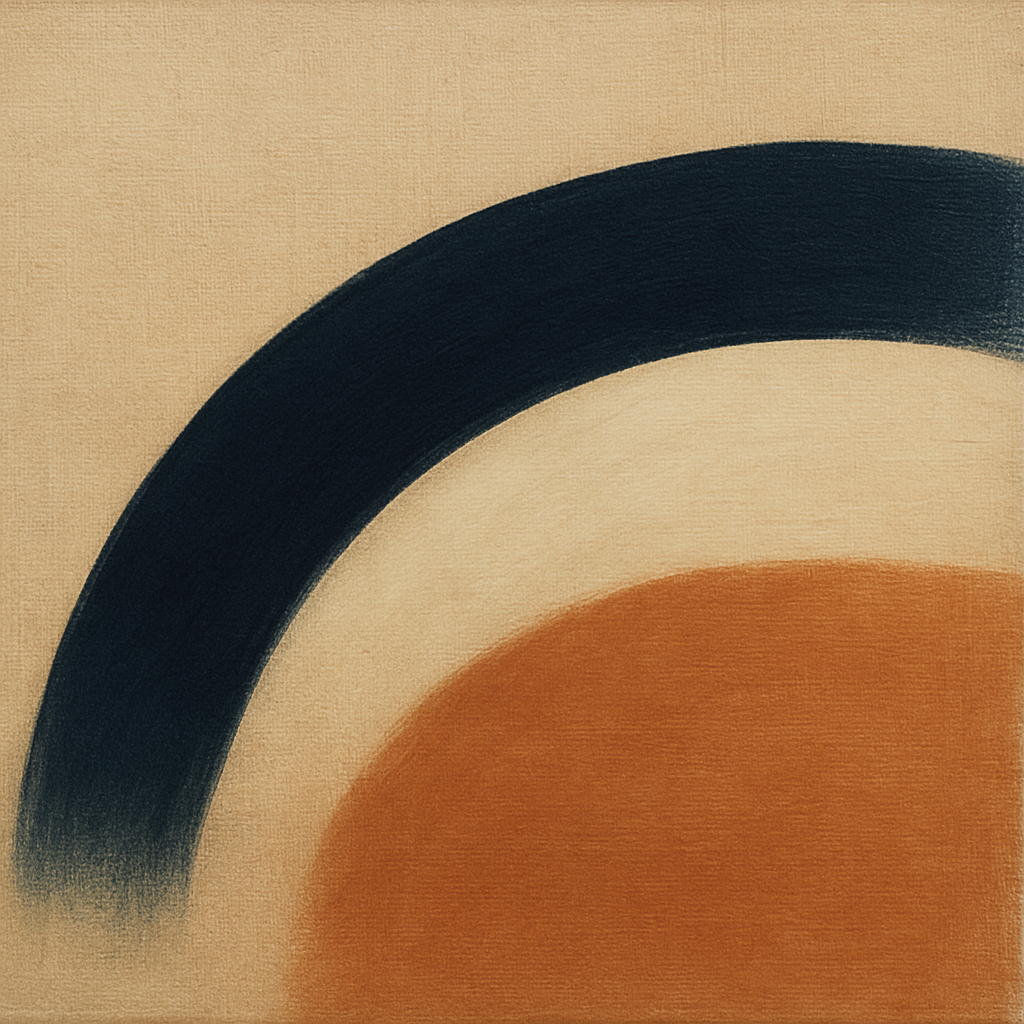 Navy Indigo & Warm Sand Sweep No. 2 - Modern Fine Art Oil Painting - View 1
