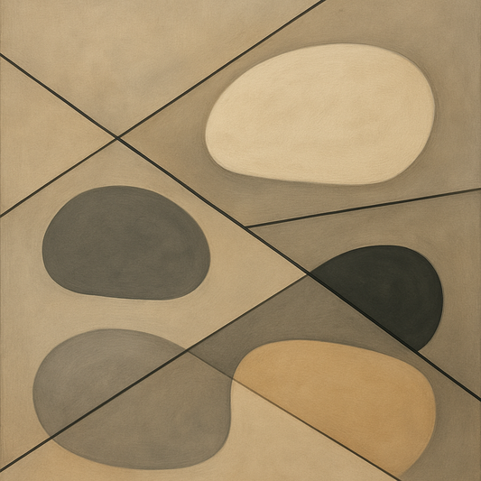 Organic Pebble Contours & Slanted Lines No. 18 Oil Painting 100% Hand Painted Oil on Belgian Linen Canvas, Original Fine Art Wall Decor
