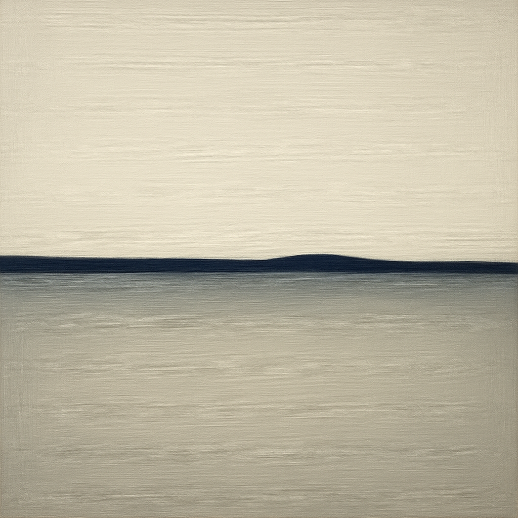 Minimalist Continuous Line Horizon in Deep Indigo No. 11 Fine Art Oil Painting - View 1