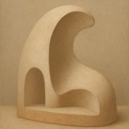 Soft Architectural Curve in Desert Bone No. 17 Oil Painting 100% Hand Painted Oil on Belgian Linen Canvas, Original Fine Art Wall Decor