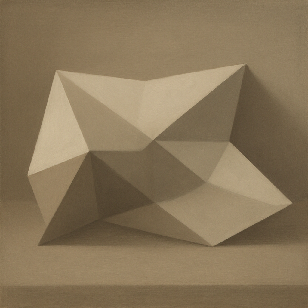 Folded Paper Geometry in Neutral Gradient Shadows No. 19 Oil Painting - View 1