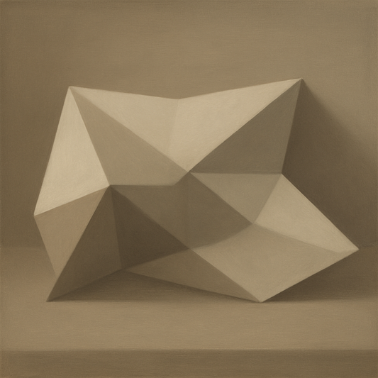 Folded Paper Geometry in Neutral Gradient Shadows No. 19 Oil Painting 100% Hand Painted Oil on Belgian Linen Canvas, Original Fine Art Wall Decor