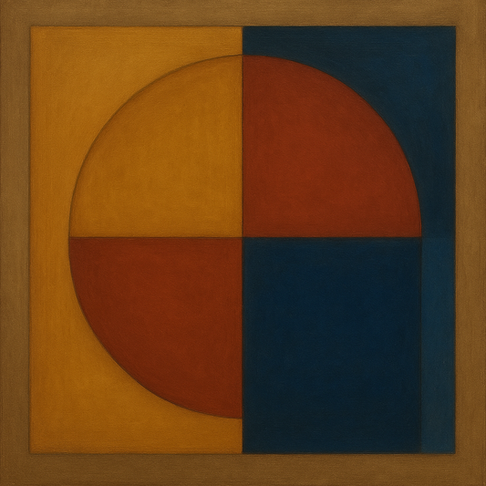 Bauhaus Quadrant Harmony in Primary Earth Tones No. 7 Oil Painting 100% Hand Painted Oil on Belgian Linen Canvas, Original Fine Art Wall Decor